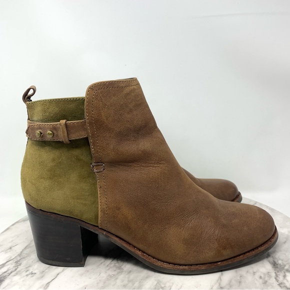 Sperry Ambrose Two Tone Block Heel Green/Brown Booties 9.5 Preppy Classic Casual - Picture 13 of 14